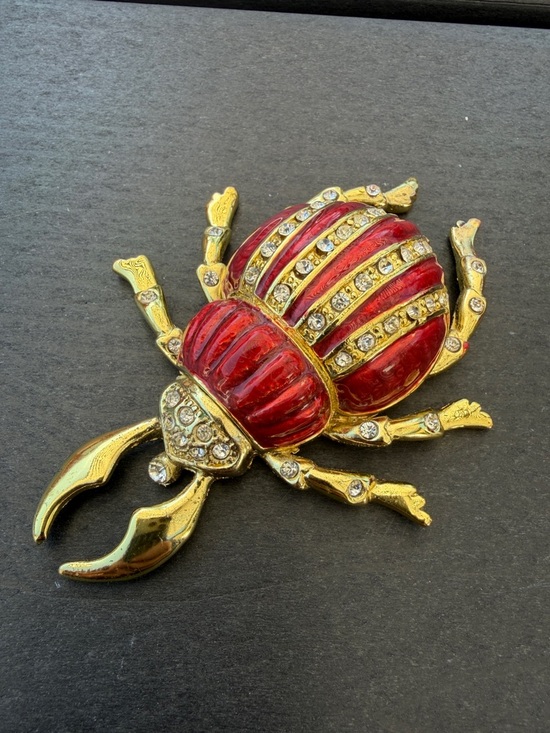 Other - Vintage Scarab Beetle Trinket Box Hinged Lid For Keepsakes or Jewelry